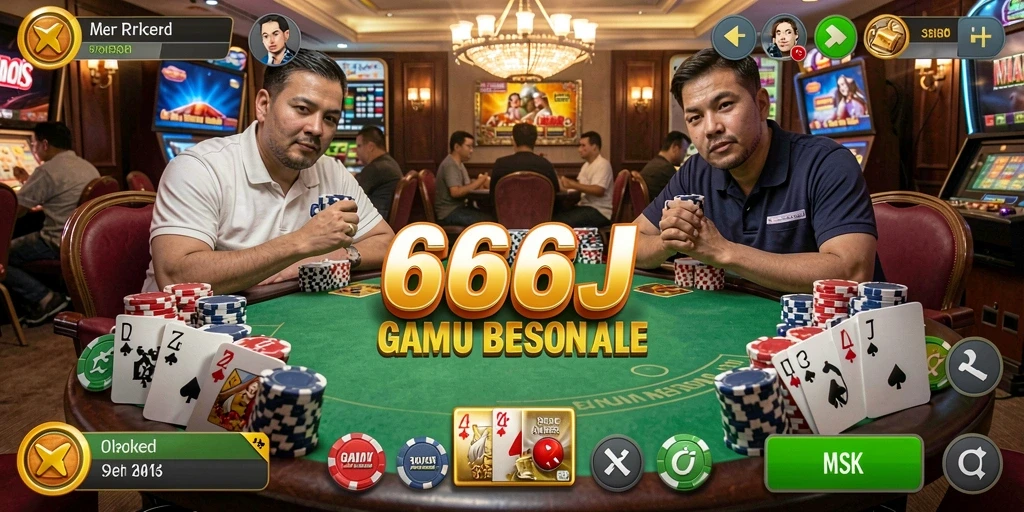 Tampilan permainan Poker yang mendebarkan di 666J.