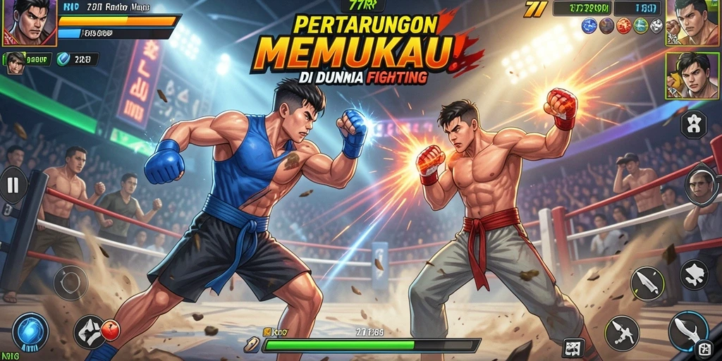 Screenshot 77RP menampilkan aksi pertarungan yang seru dan mendebarkan.