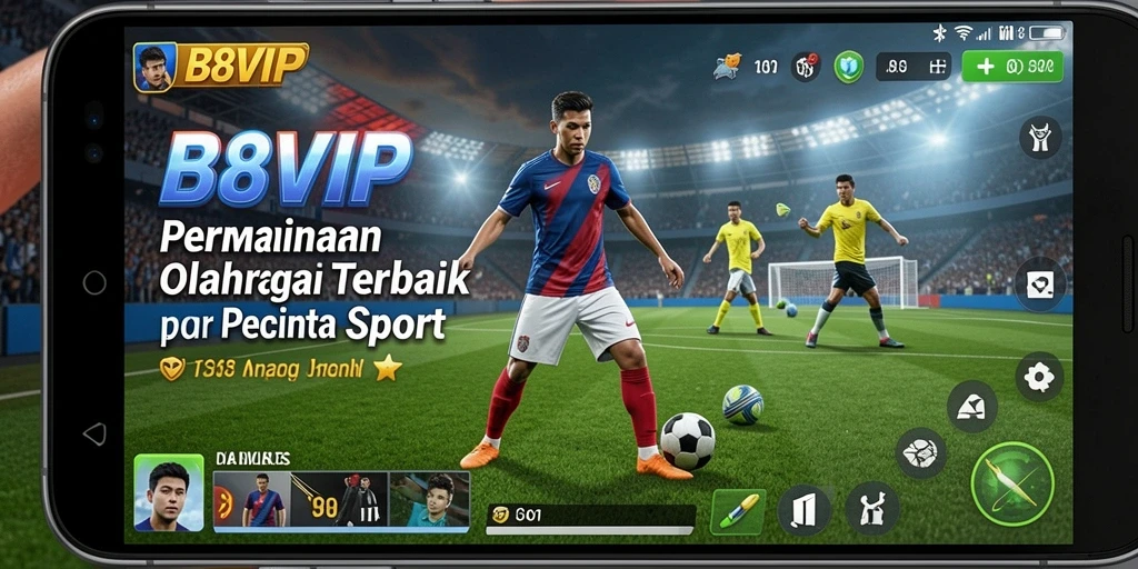 Screenshot menunjukkan pengguna menikmati gameplay olahraga yang seru di B8VIP.