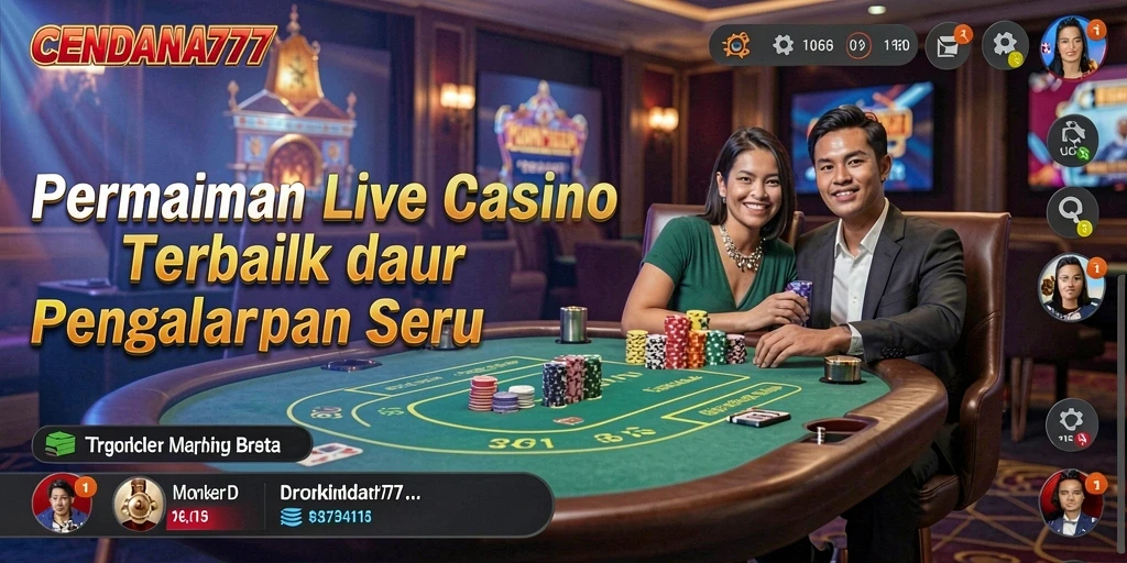 Screenshot utama CENDANA777 menampilkan gameplay Live Casino yang seru.