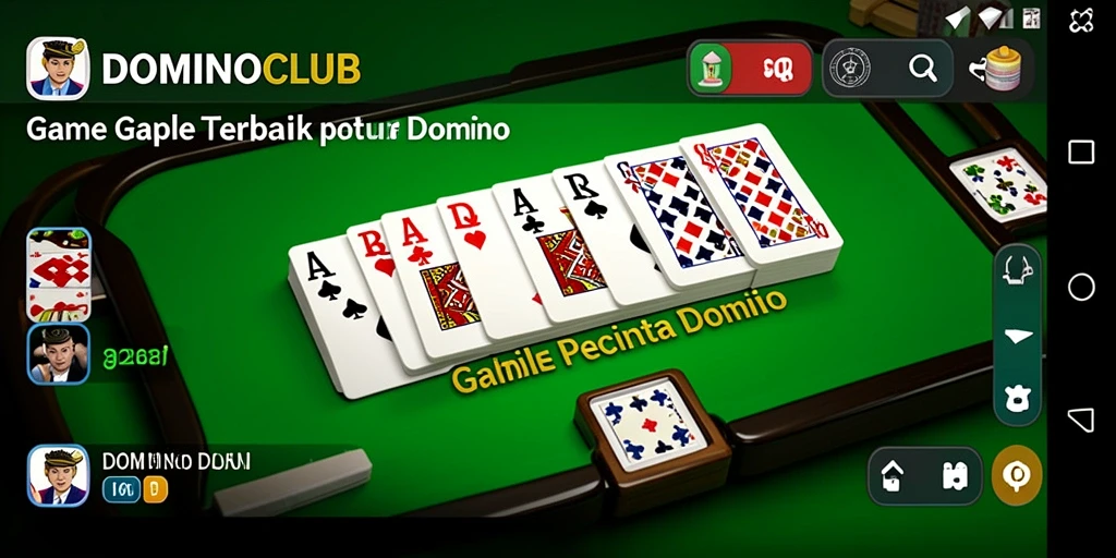 Tampilan gameplay seru dalam DOMINOCLUB, penuh strategi dan keseruan Gaple.