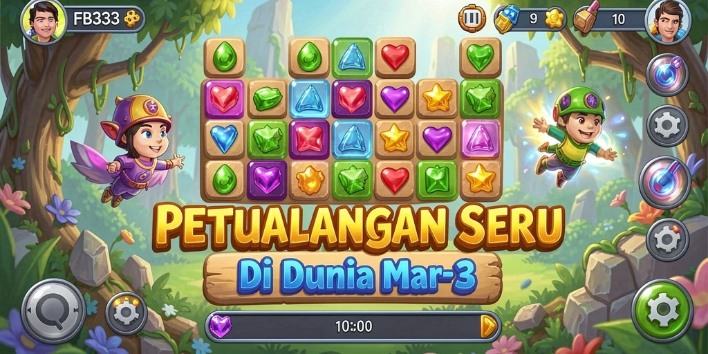 Screenshot gameplay FB333 menunjukkan momen seru mencocokkan item Match-3.
