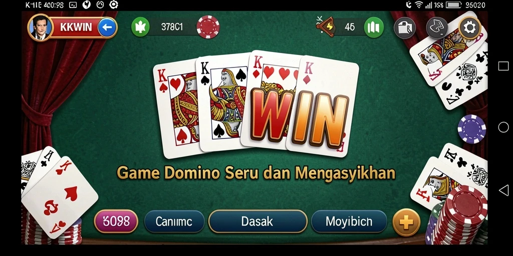 Screenshot KKWIN memperlihatkan gameplay seru permainan Domino.