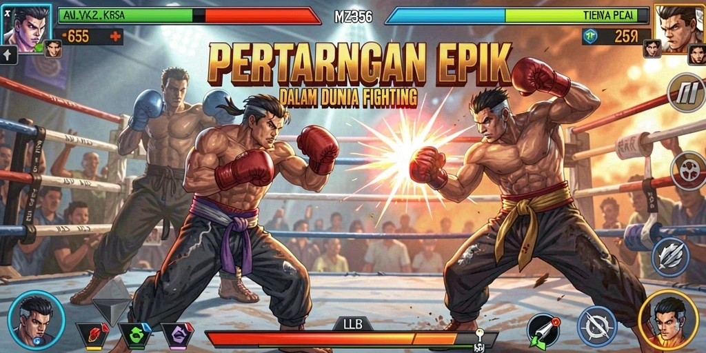 Screenshot MZ356 menampilkan pertempuran seru antara karakter utama.