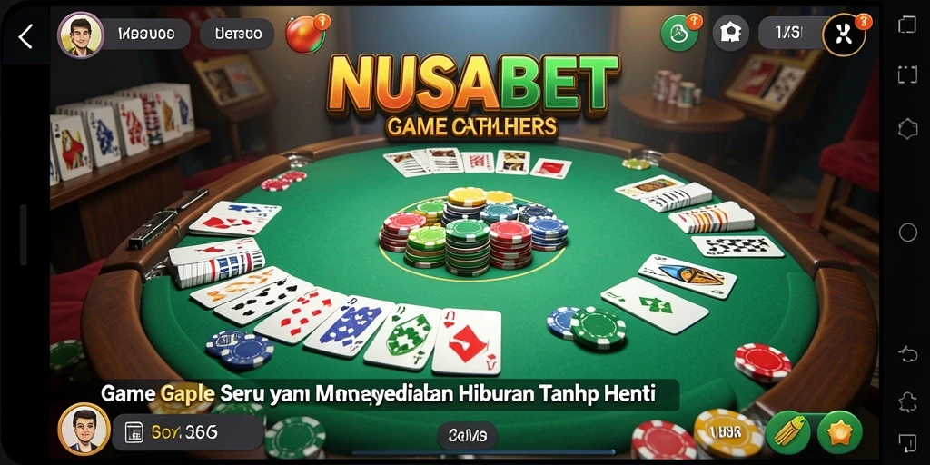 Screenshot gameplay NUSABET yang menampilkan suasana permainan Gaple.
