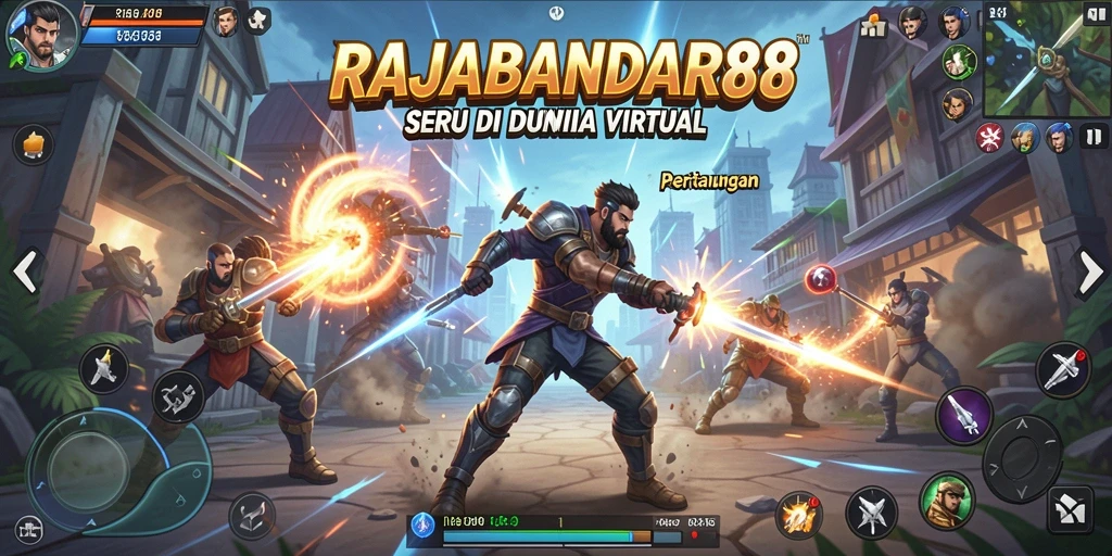 Tangkapan layar dari gameplay RAJABANDAR88 menampilkan pertarungan antar karakter dengan efek visual yang menarik.