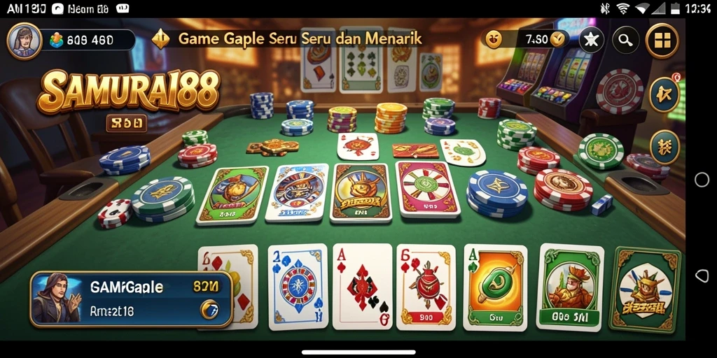 Screenshot permainan SAMURAI88 yang menampilkan gameplay Gaple yang seru.